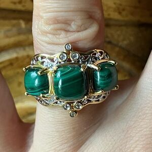 Natural Malachite Sterling Silver Ring Size 6